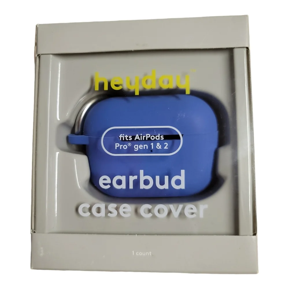 heyday Apple AirPods Pro (1/2 Generation) Sofy Blue Silicone Case Carabiner Clip